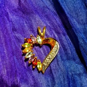Rainbow Gemstone Heart Pendant